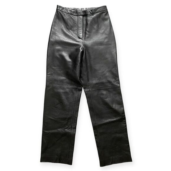 JLC New York Black Soft Leather Pants Size 8 Unhemmed...